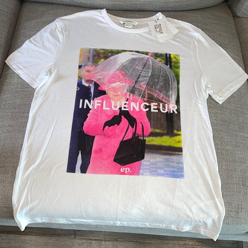 NWT ELEVENPARIS Size L WHITE T-SHIRT 100%cotton